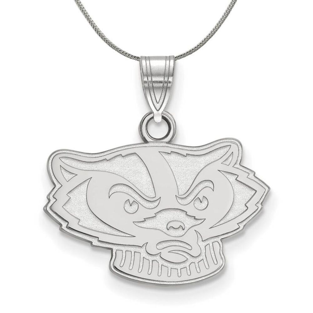 Sterling Silver U. of Wisconsin Small Badger Necklace - 24 Inch